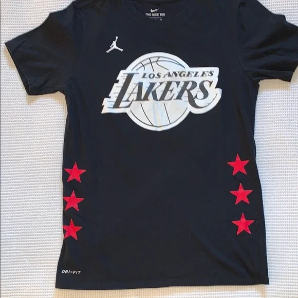 Nike Los Angeles Lakers -LeBron James Black Lakers Tee with Red Accents - Picture 1 of 4